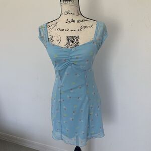 Coquette Blue Flower Sweetheart Neck  Forever 21 Mini Dress Size S
